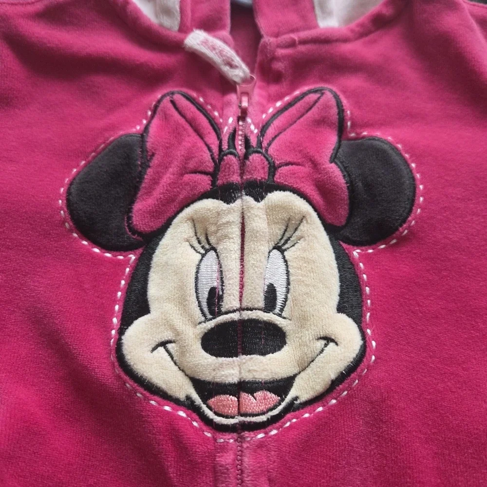 Vintage Disney Minnie Mouse Velour‎  Zip Up Jacket Hoodie Sz. 24 Months